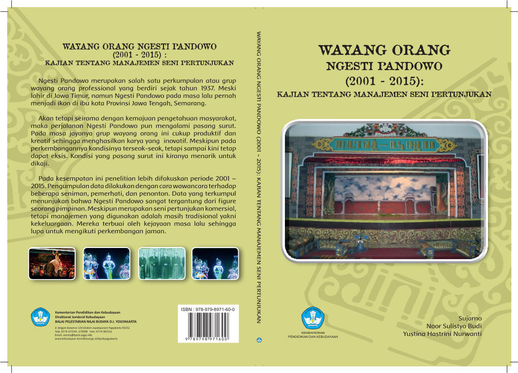 Wayang Orang Ngesti Pandowo (2001 – 2015): Kajian Tentang Manajemen Seni Pertunjukan