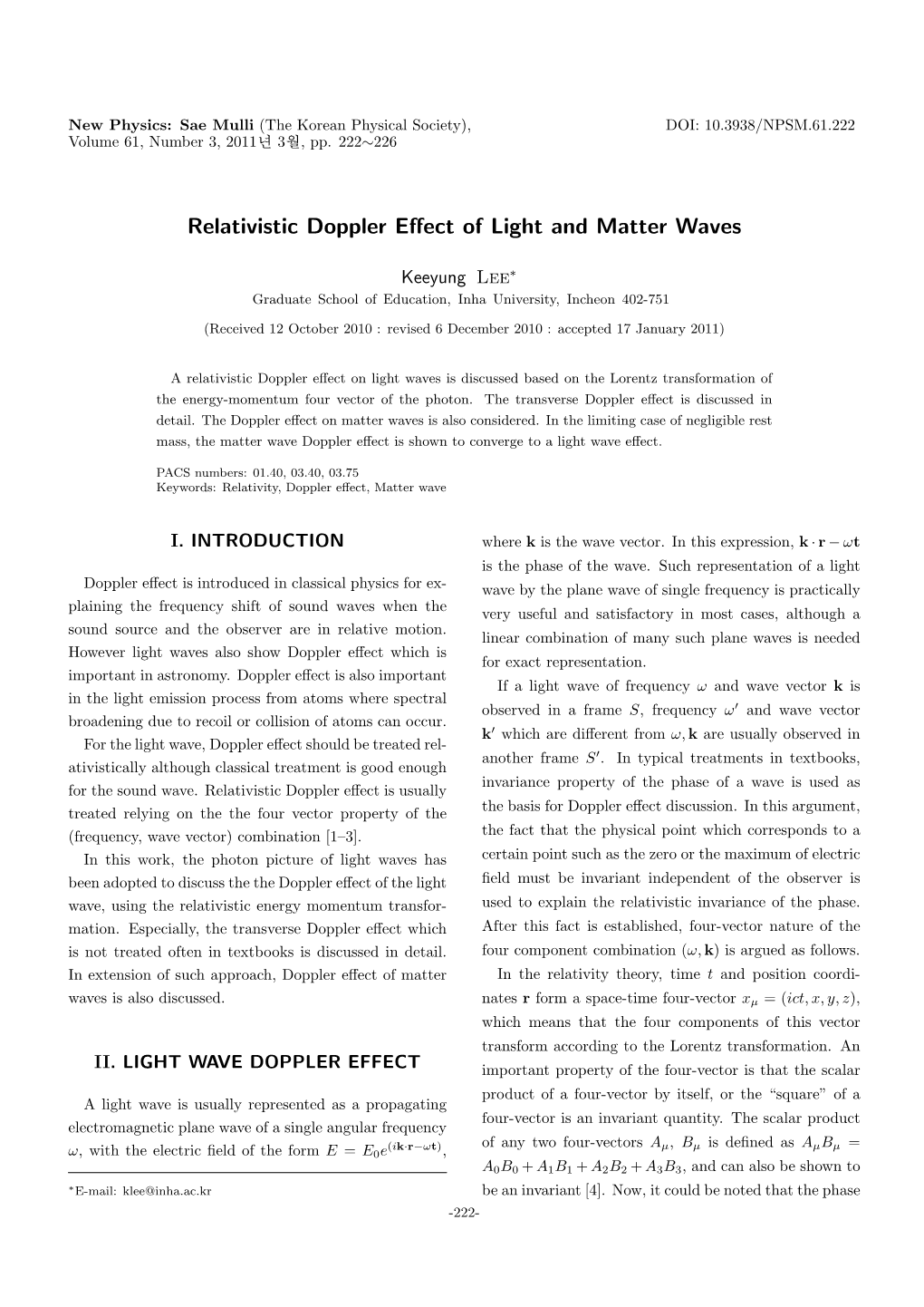 Relativistic Doppler Effect of Light and Matter Waves