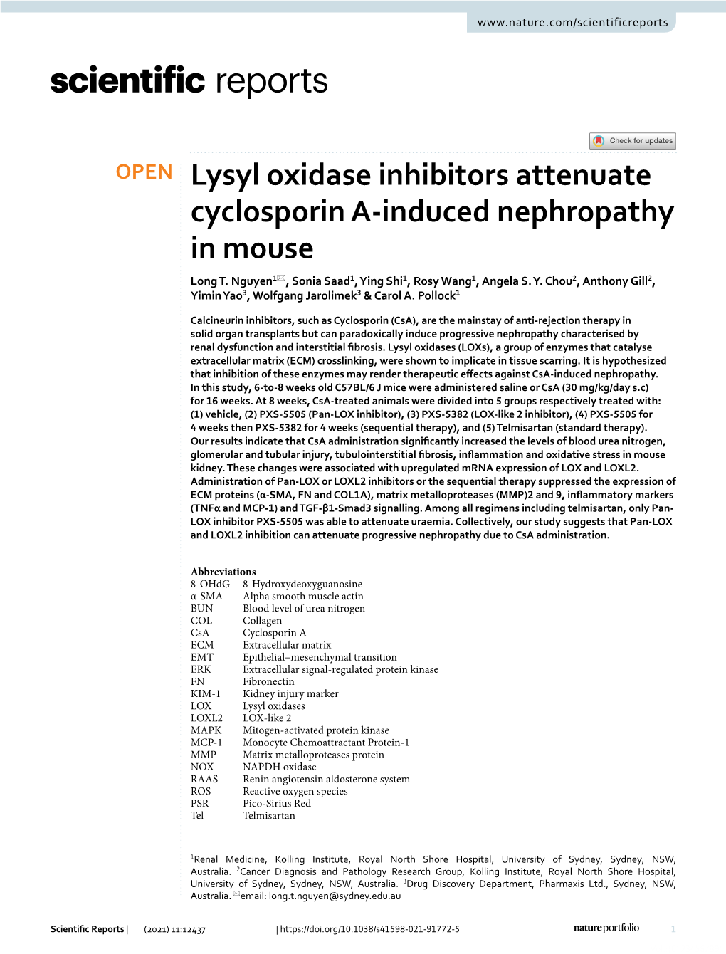 Lysyl Oxidase Inhibitors Attenuate Cyclosporin A-Induced Nephropathy