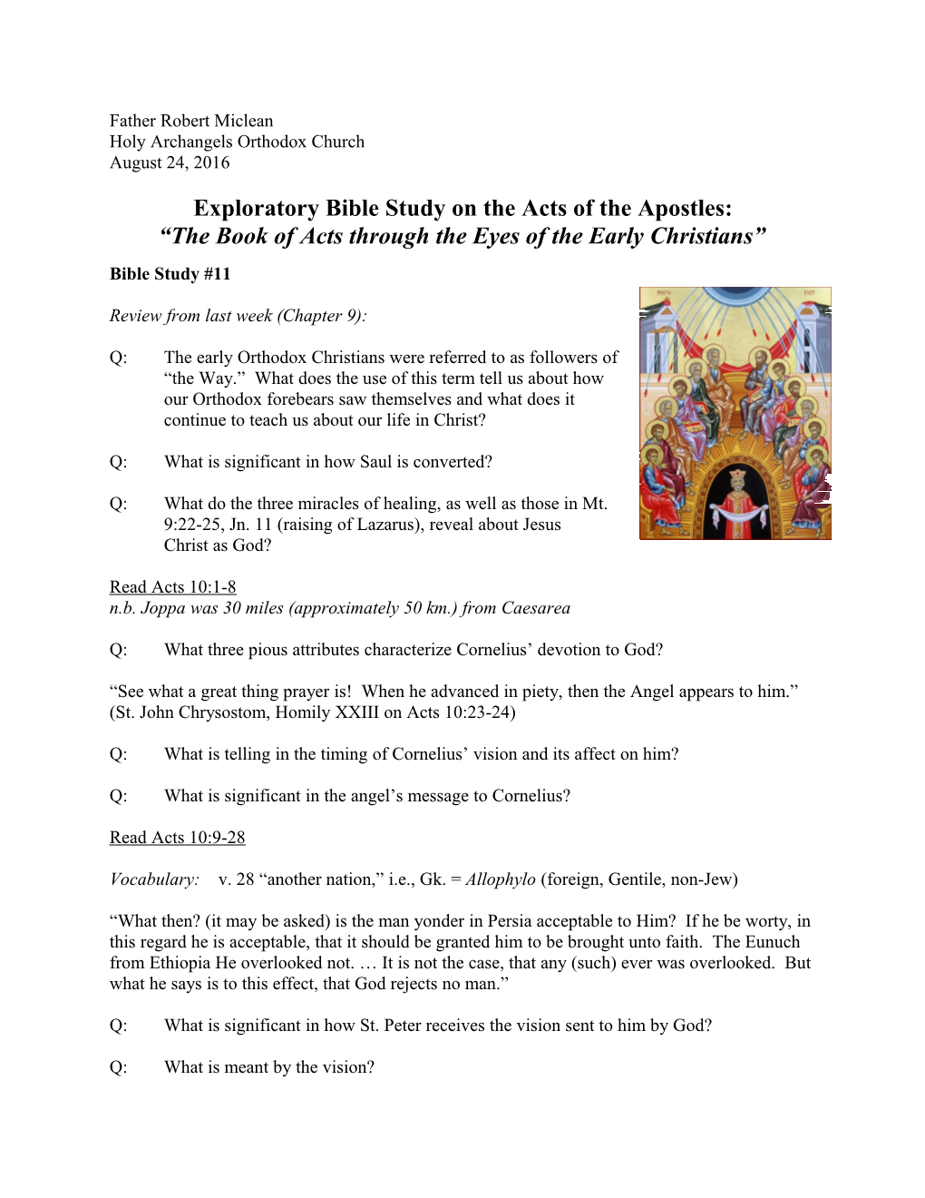 Exploratory Bible Study on the Acts of the Apostles