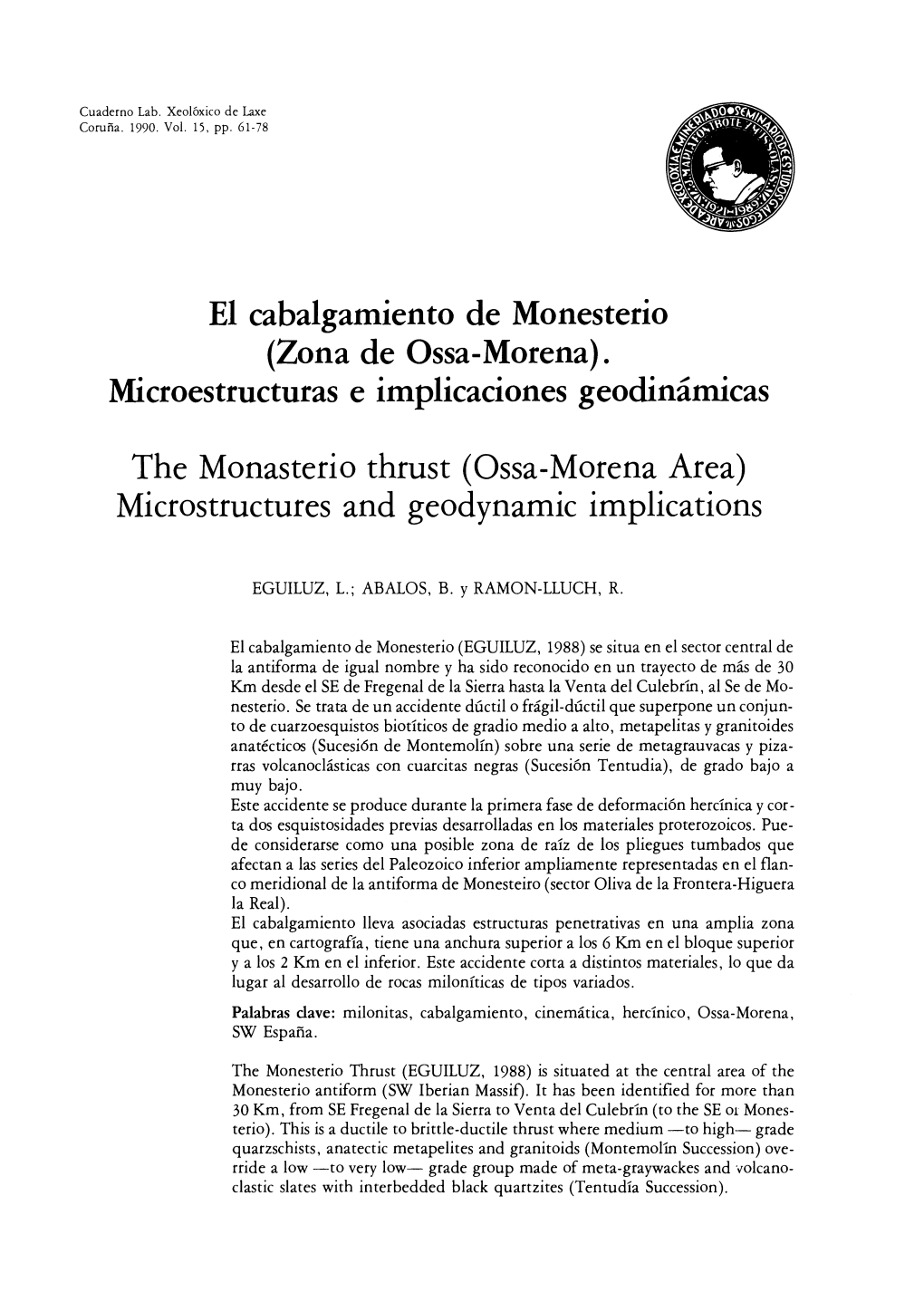 El Cabalgamiento De Monesterio (Zona De Ossa-Morena)