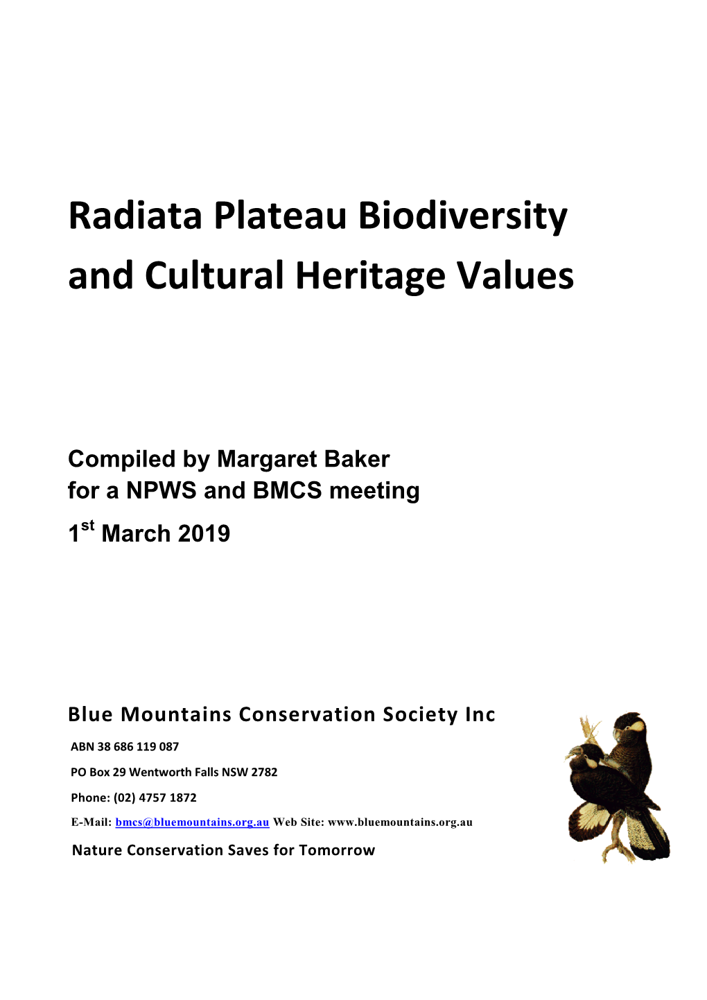 Radiata Plateau Biodiversity and Cultural Heritage Values