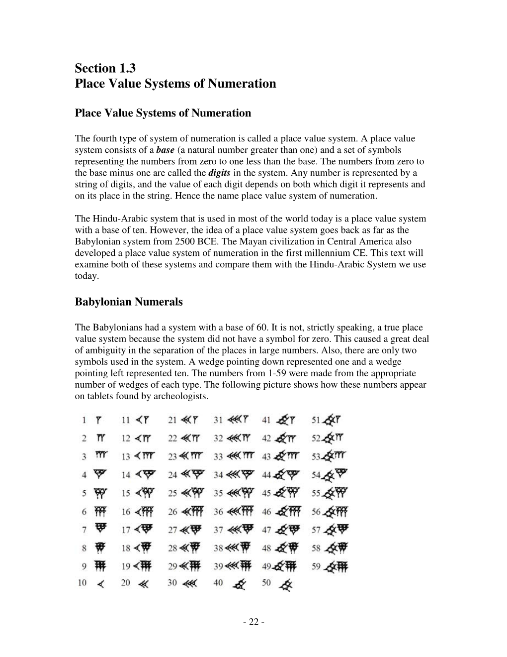 Place Value Systems of Numeration