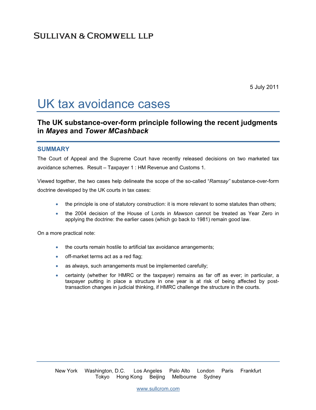 UK Tax Avoidance Cases