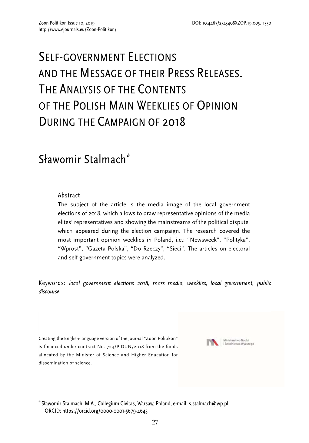 Self-Government Elections and the Message of Their Press Releases