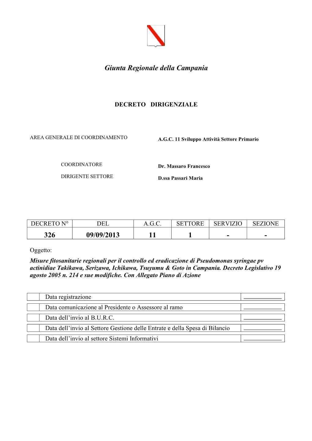 Giunta Regionale Della Campania 326 09/09/2013 11 1