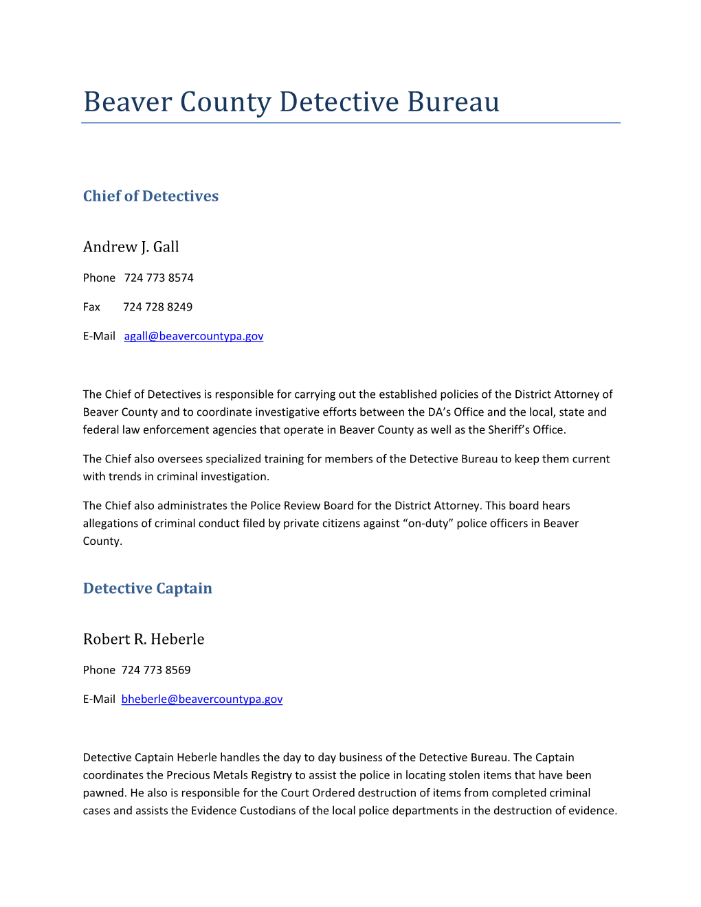Beaver County Detective Bureau