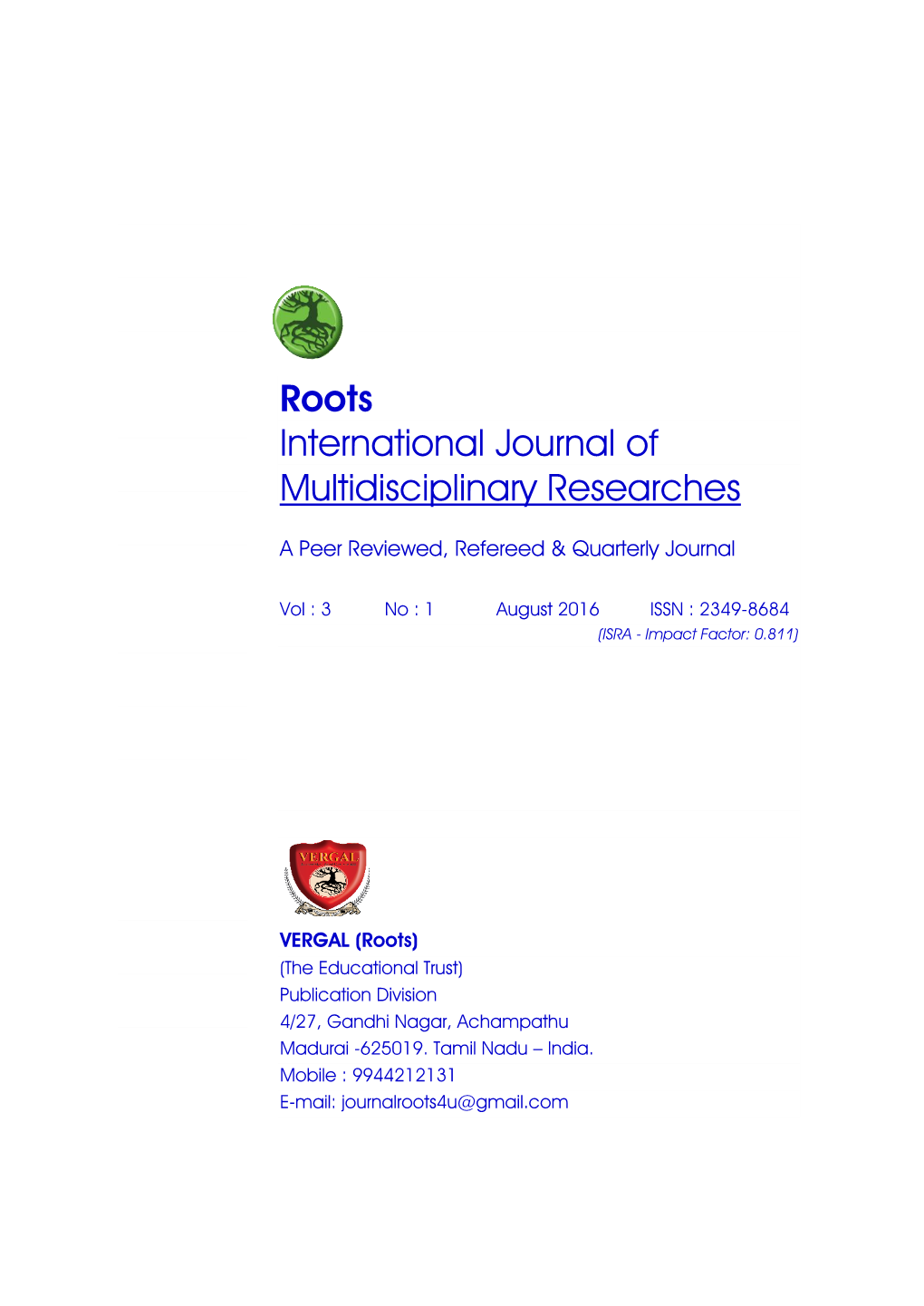 Roots International Journal of Multidisciplinary Researches