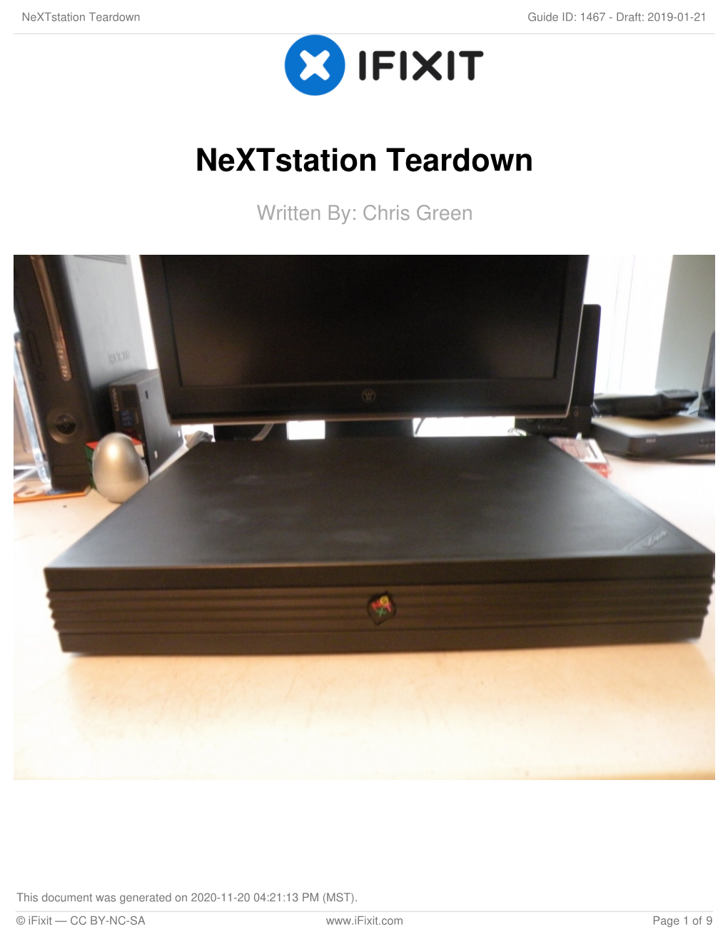 Nextstation Teardown Guide ID: 1467 - Draft: 2019-01-21