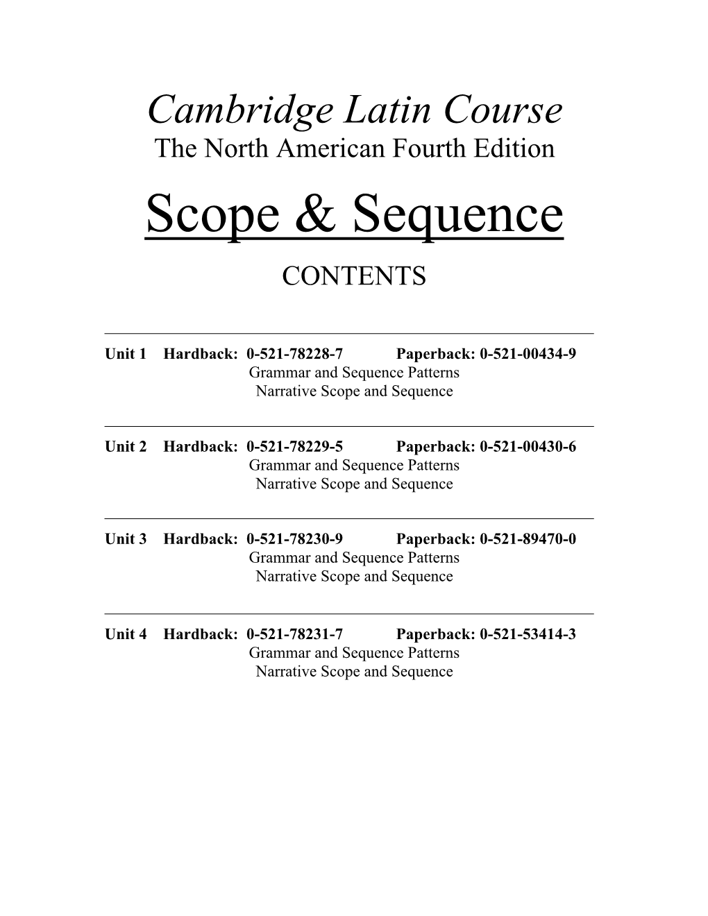 Scope & Sequence