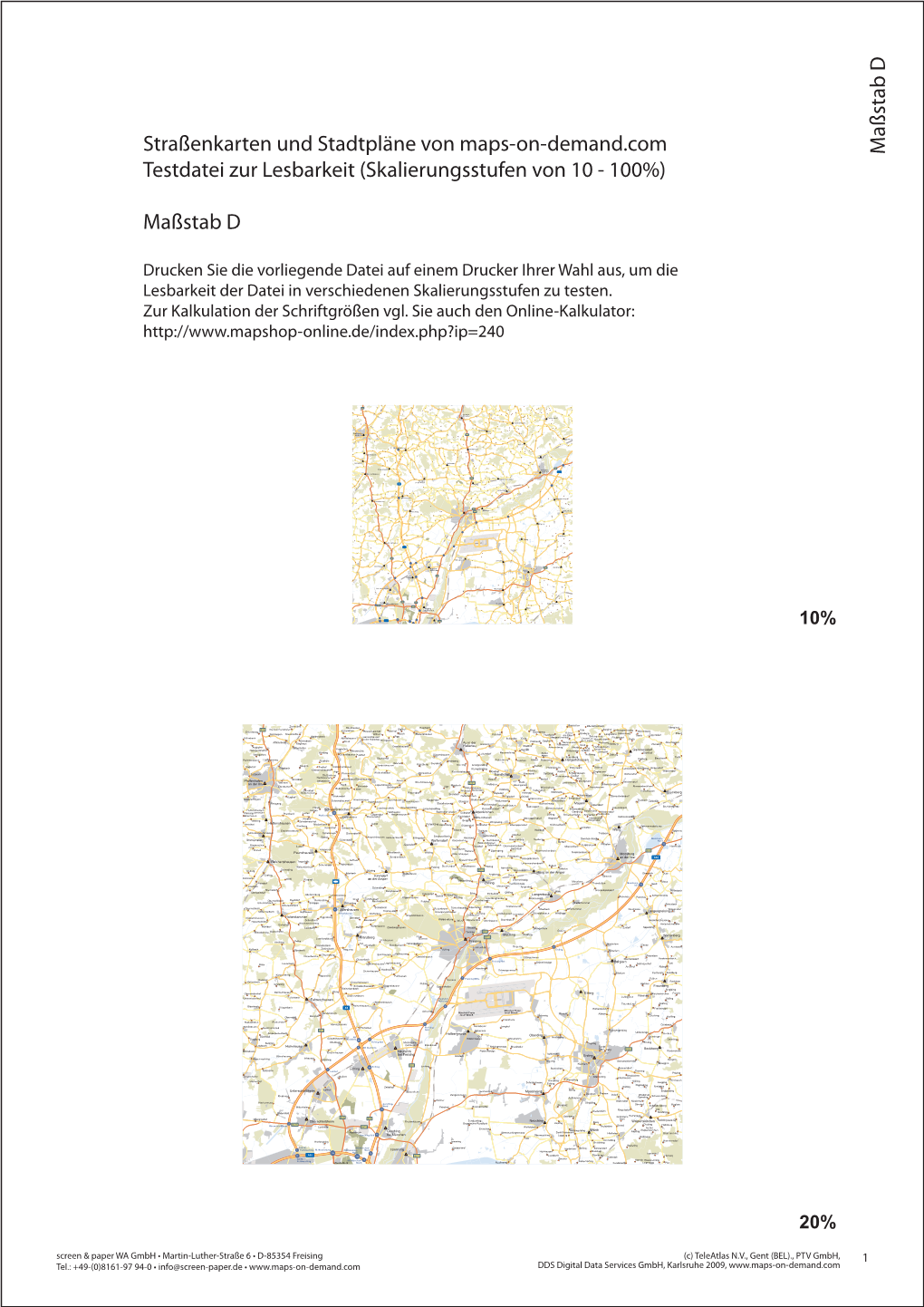 M Aßstab D Straßenkarten Und Stadtpläne Von Maps-On-Demand