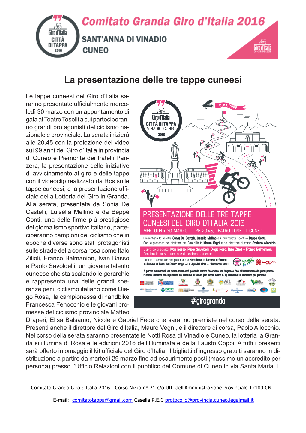 La Presentazione Delle Tre Tappe Cuneesi