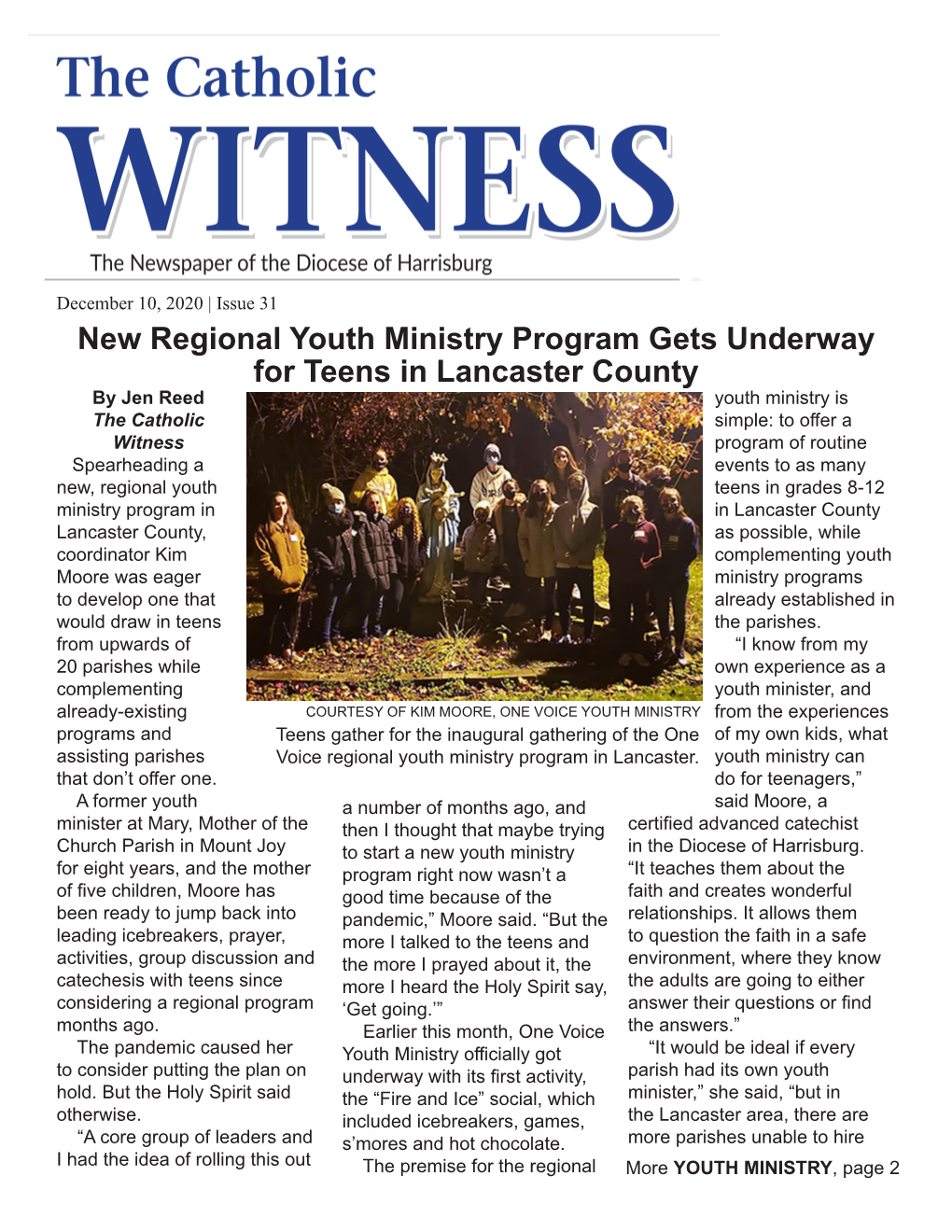 New Regional Youth Ministry Program Gets Underway for Teens In