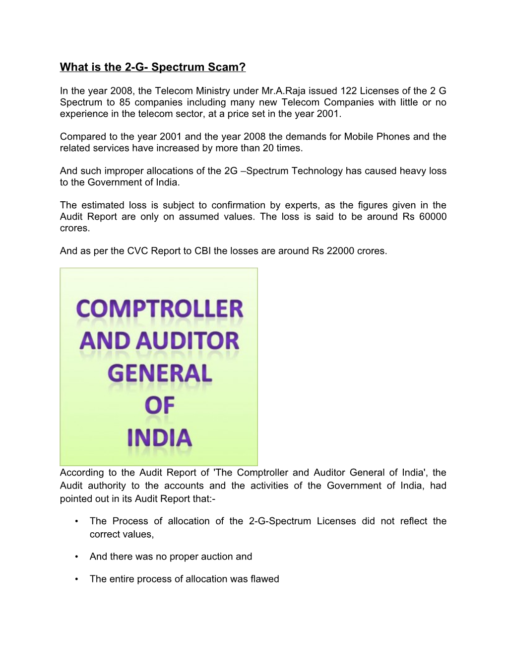 What Is 2G Spectrum Scam