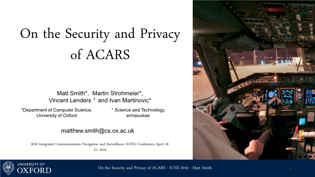 On the Security and Privacy of ACARS