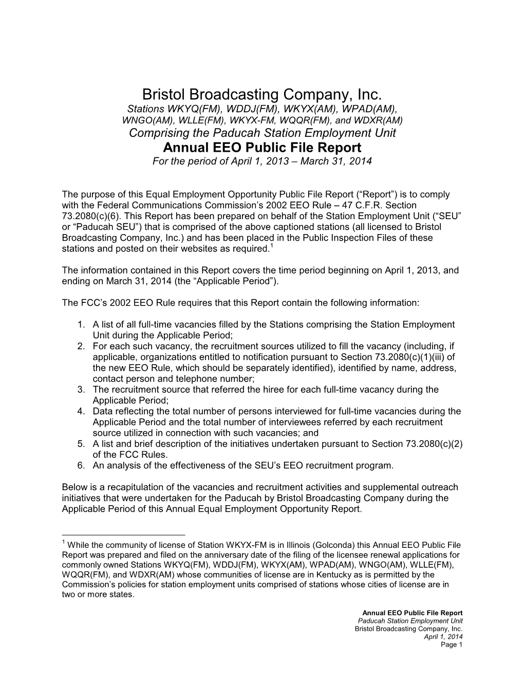 Bristol Broadcasting Company, Inc