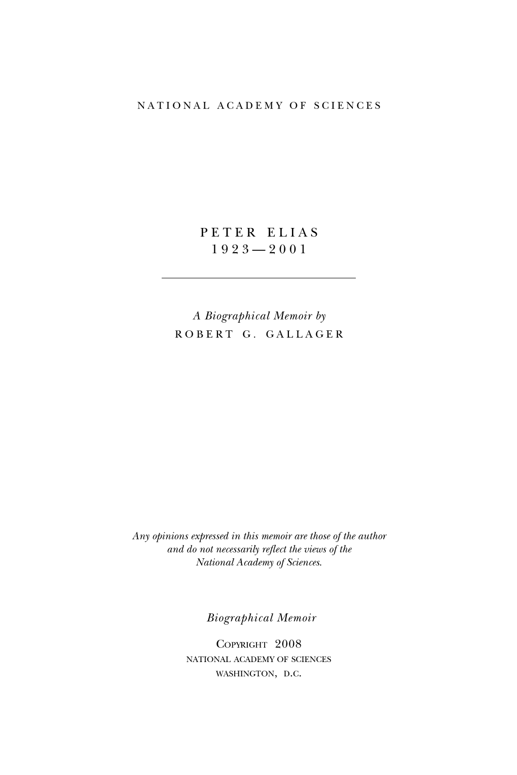 Peter Elias 1923—2001