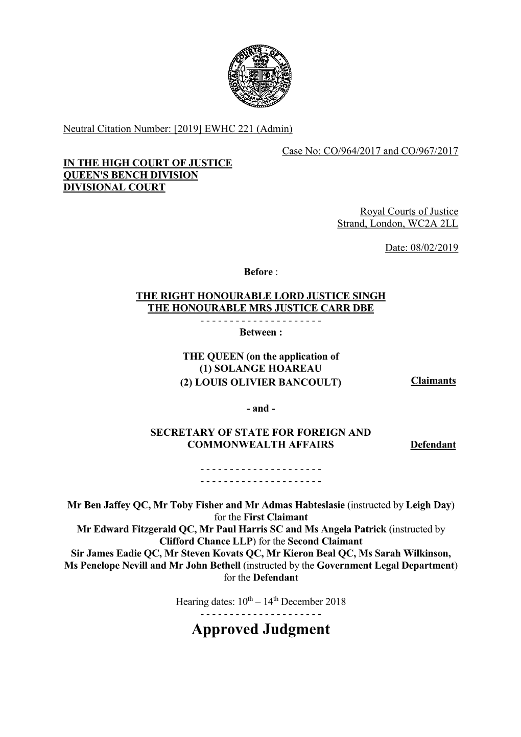 High Court Judgment Template