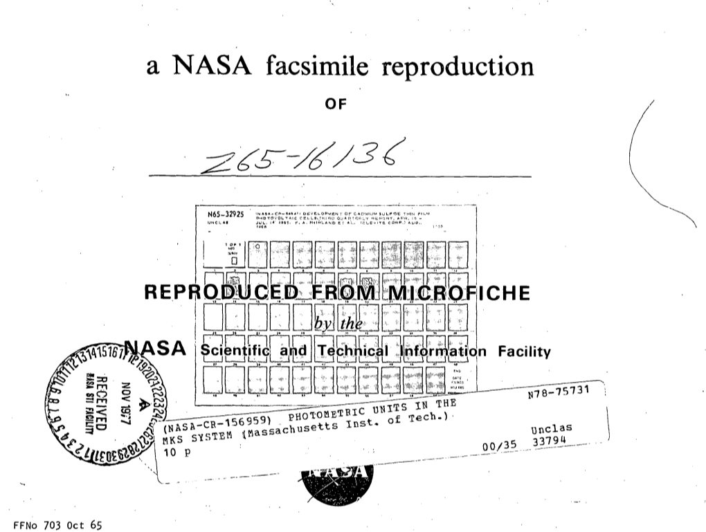 Photometric Units in the Mks System Ing Society and by the American Standards Association