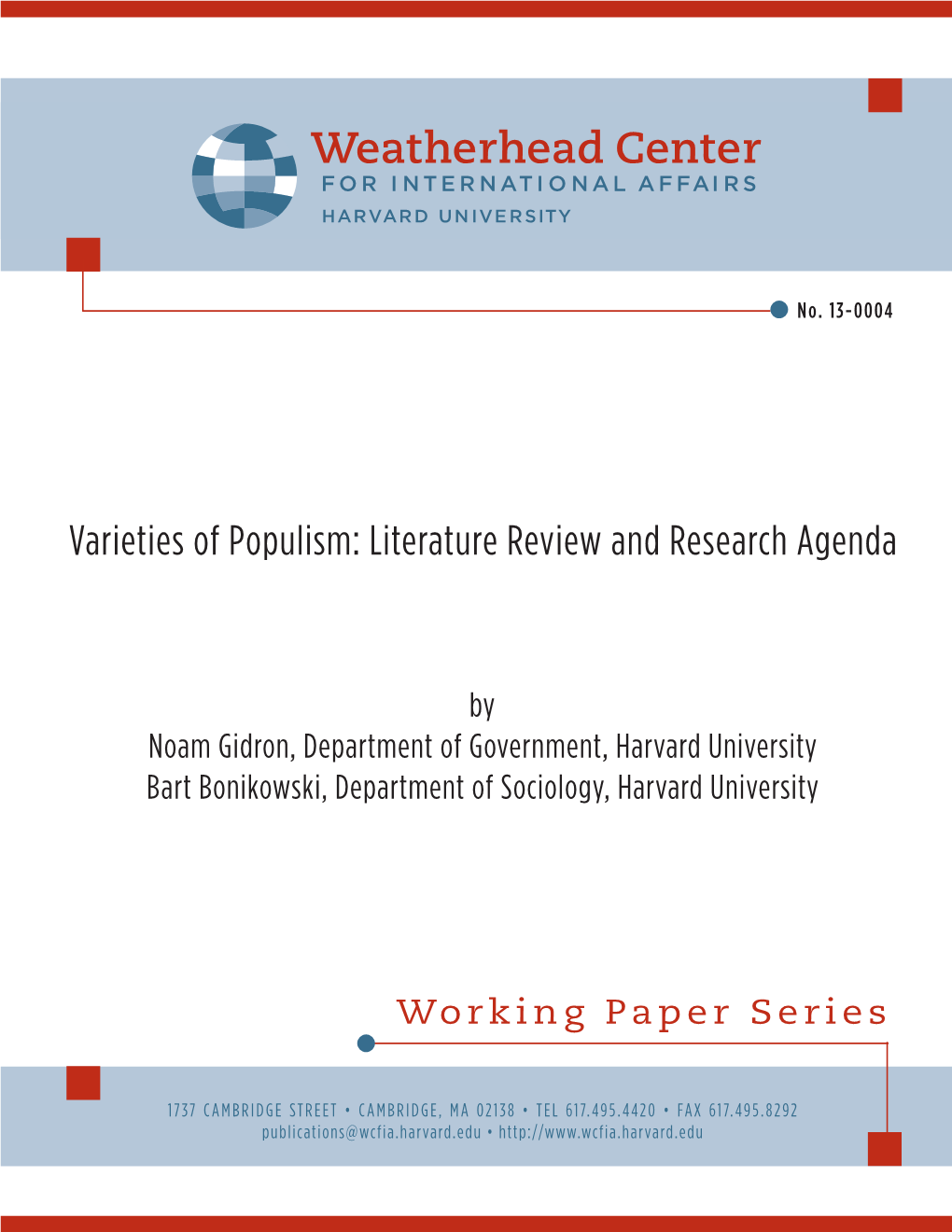 Varieties of Populism: Literature Review and Research Agenda