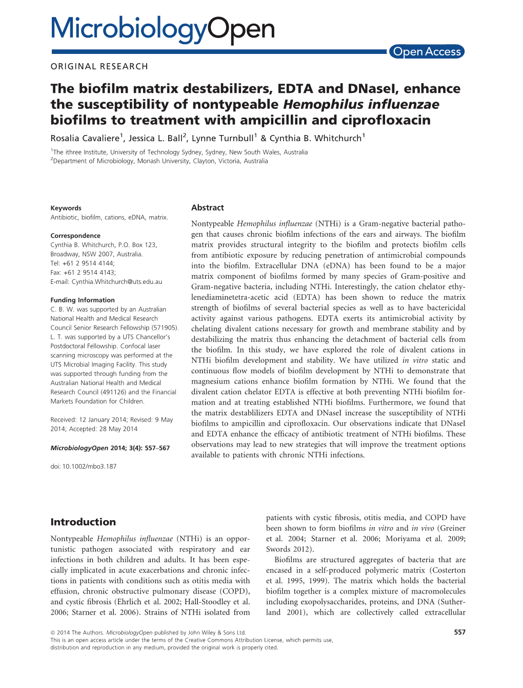 The Biofilm Matrix Destabilizers, EDTA and Dnasei, Enhance The