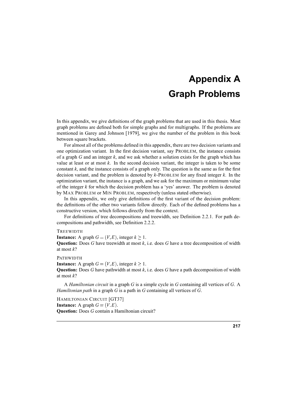 Appendix a Graph Problems