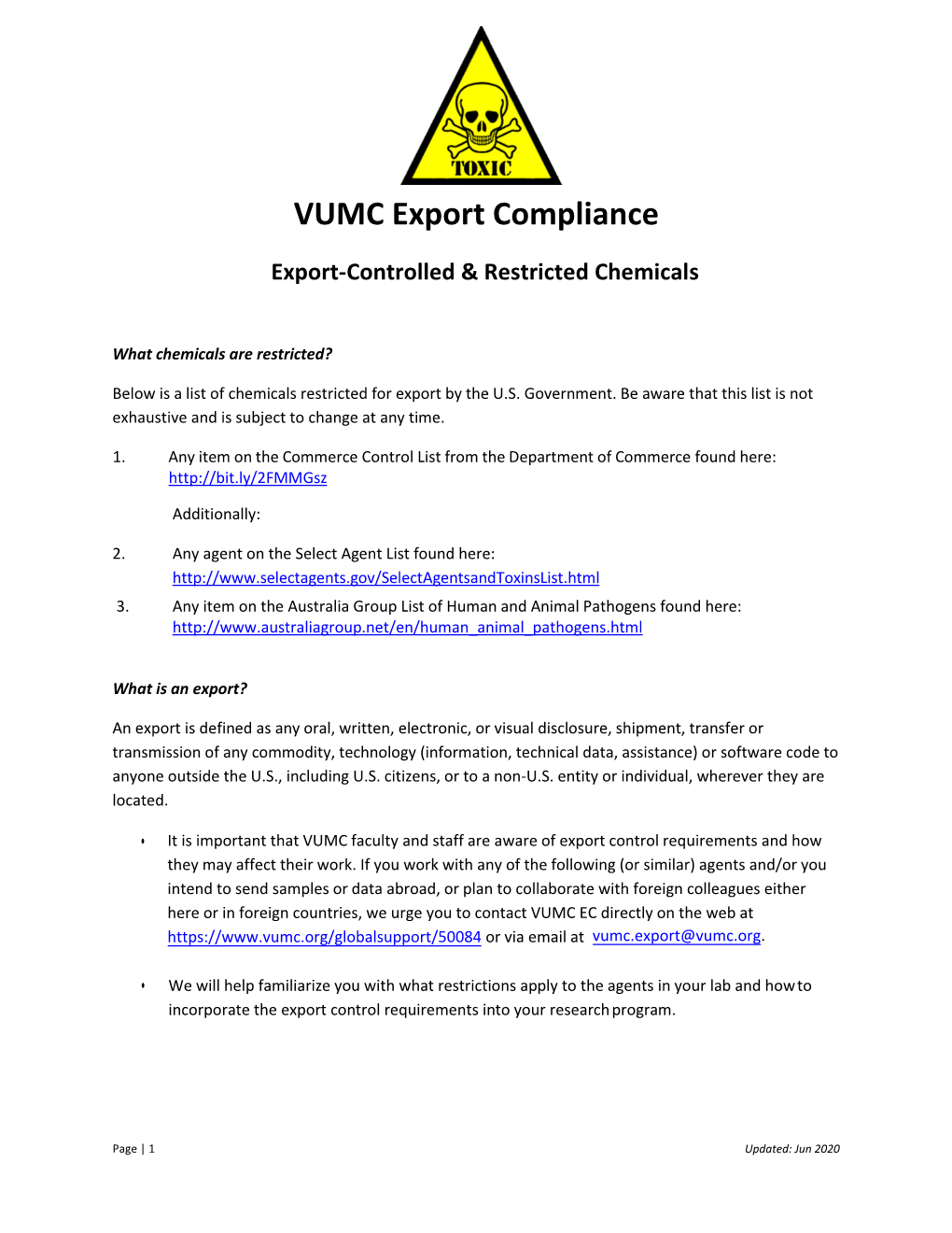 VUMC Export Compliance