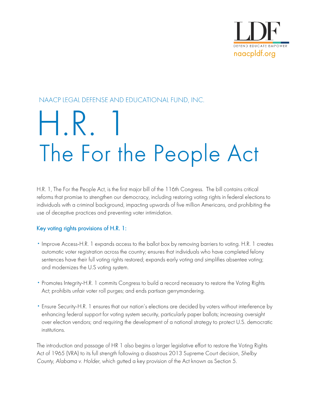 HR 1: the for the People