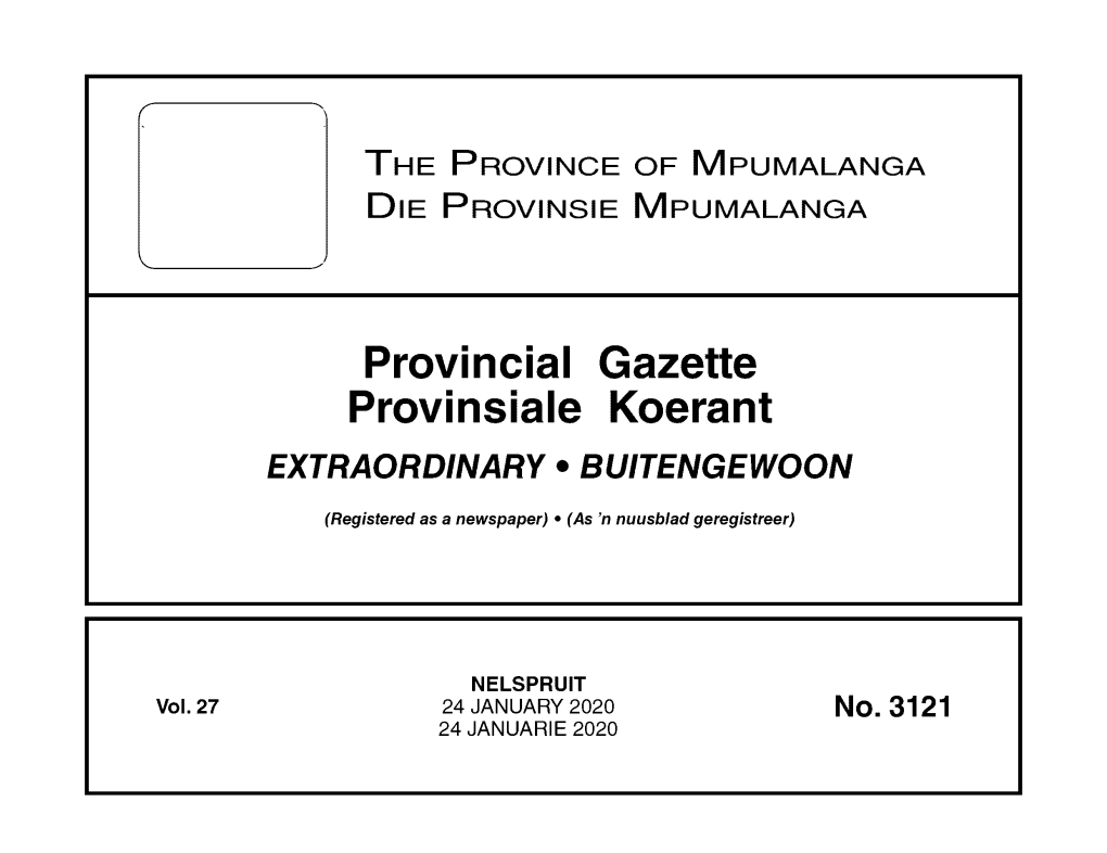 Provincial Gazette Provinsiale Koerant EXTRAORDINARY • BUITENGEWOON