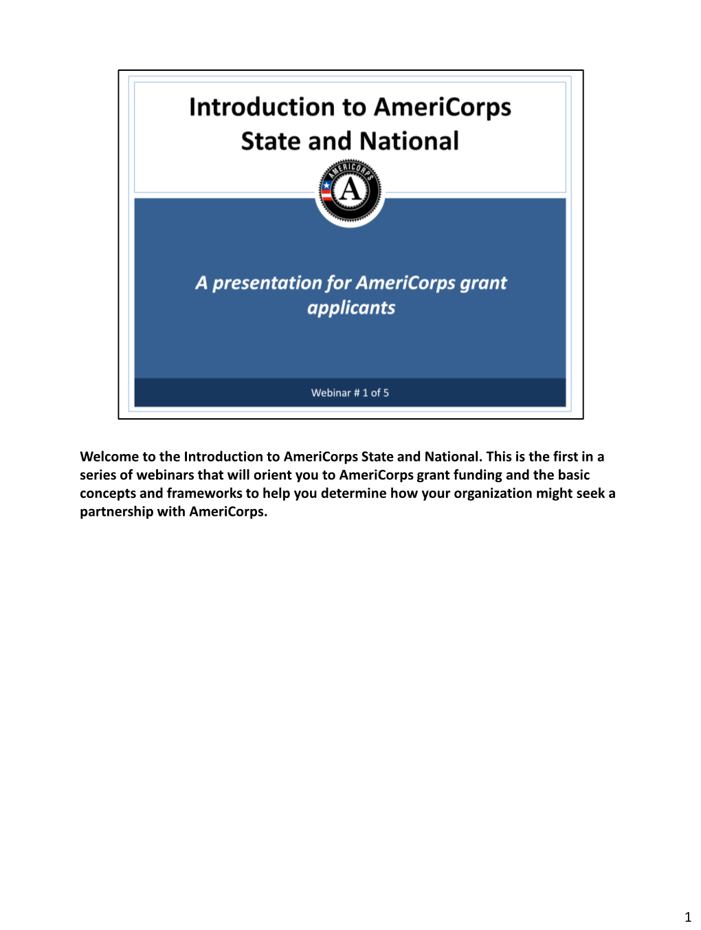 Intro to Americorps State and National