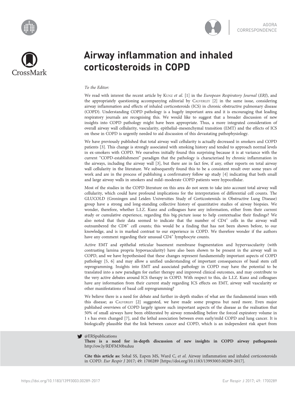 Airway Inflammation and Inhaled Corticosteroids in COPD