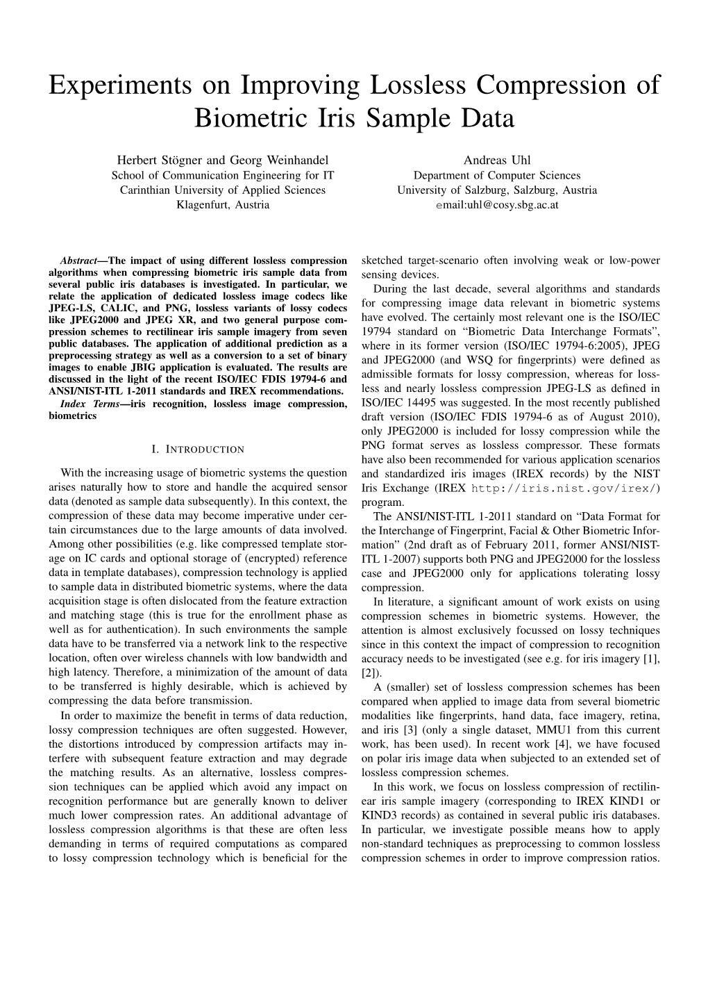 Experiments on Improving Lossless Compression of Biometric Iris Sample Data