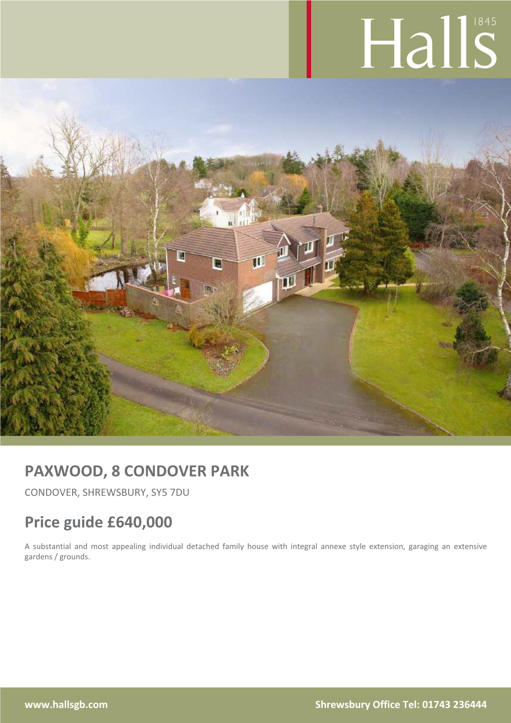 PAXWOOD, 8 CONDOVER PARK Price Guide £640,000