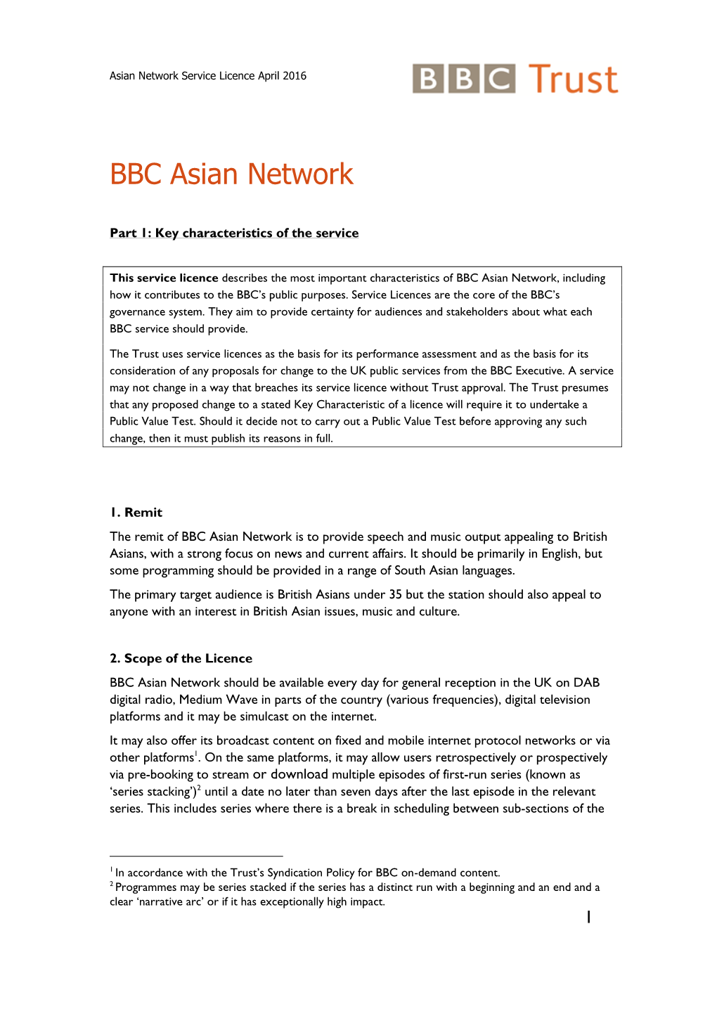 BBC Asian Network Service Licence