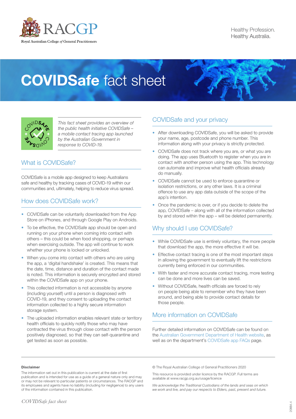 Covidsafe Fact Sheet