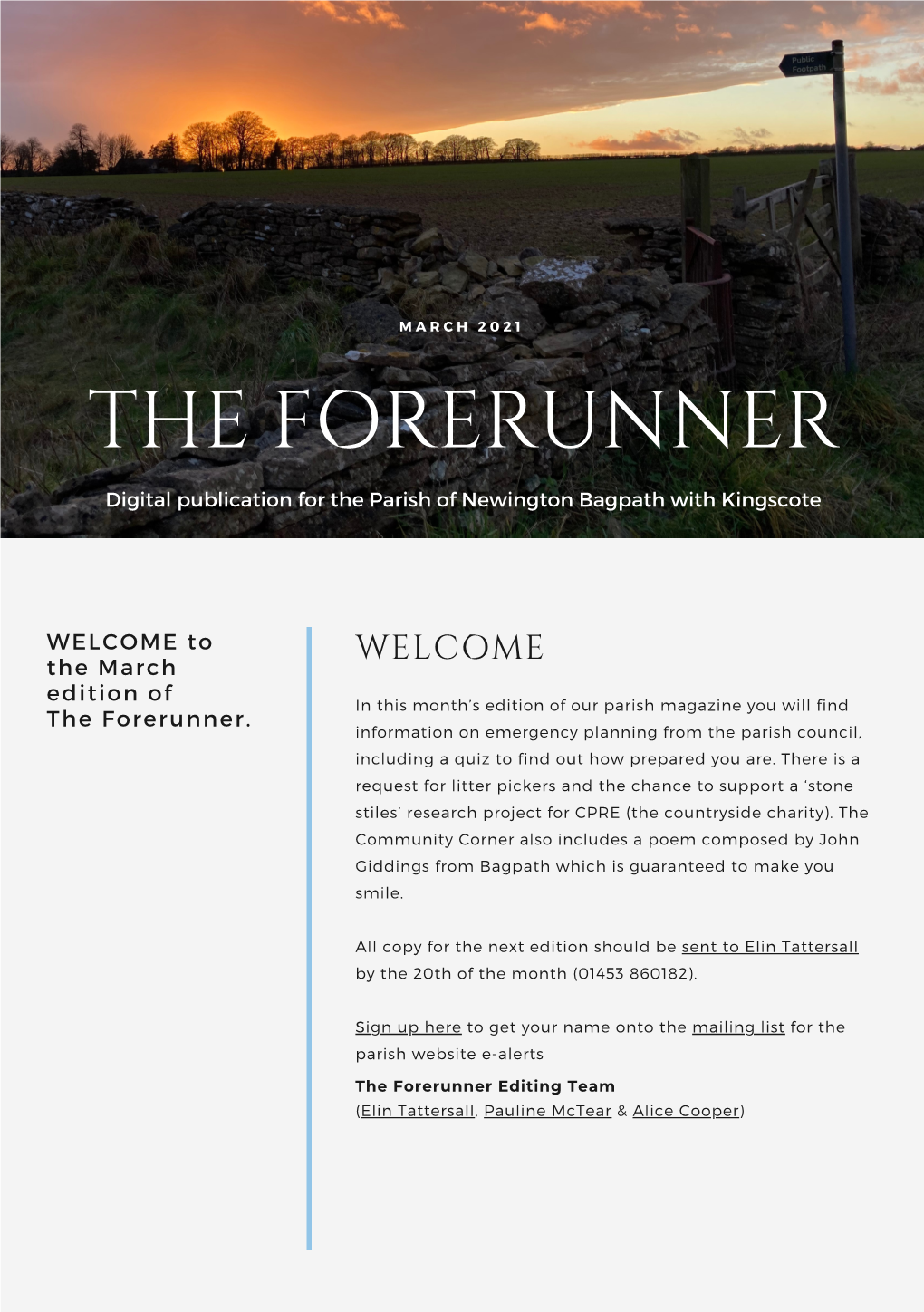 FORERUNNER Digital Publication for the Parish of Newington Bagpath with Kingscote