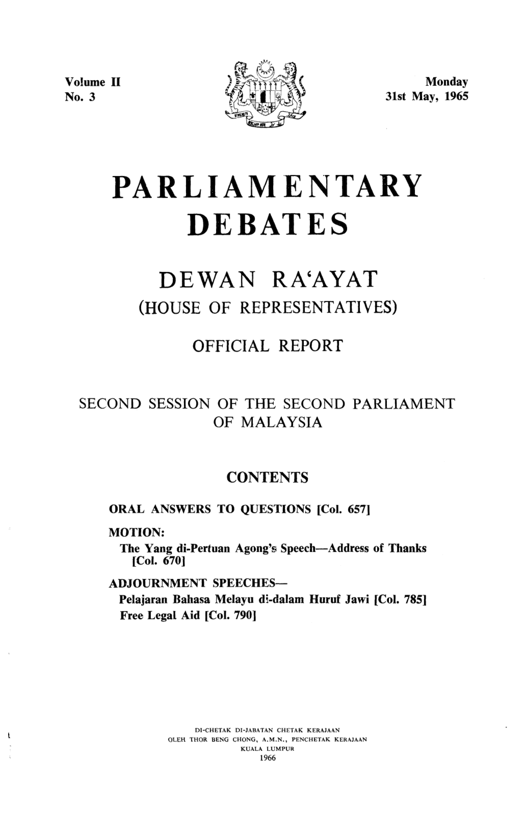 Parliamentary Debates