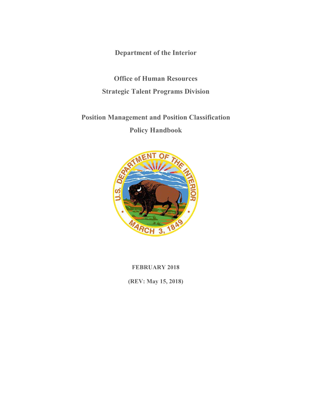 DOI's Position Management and Position Classification Policy Handbook