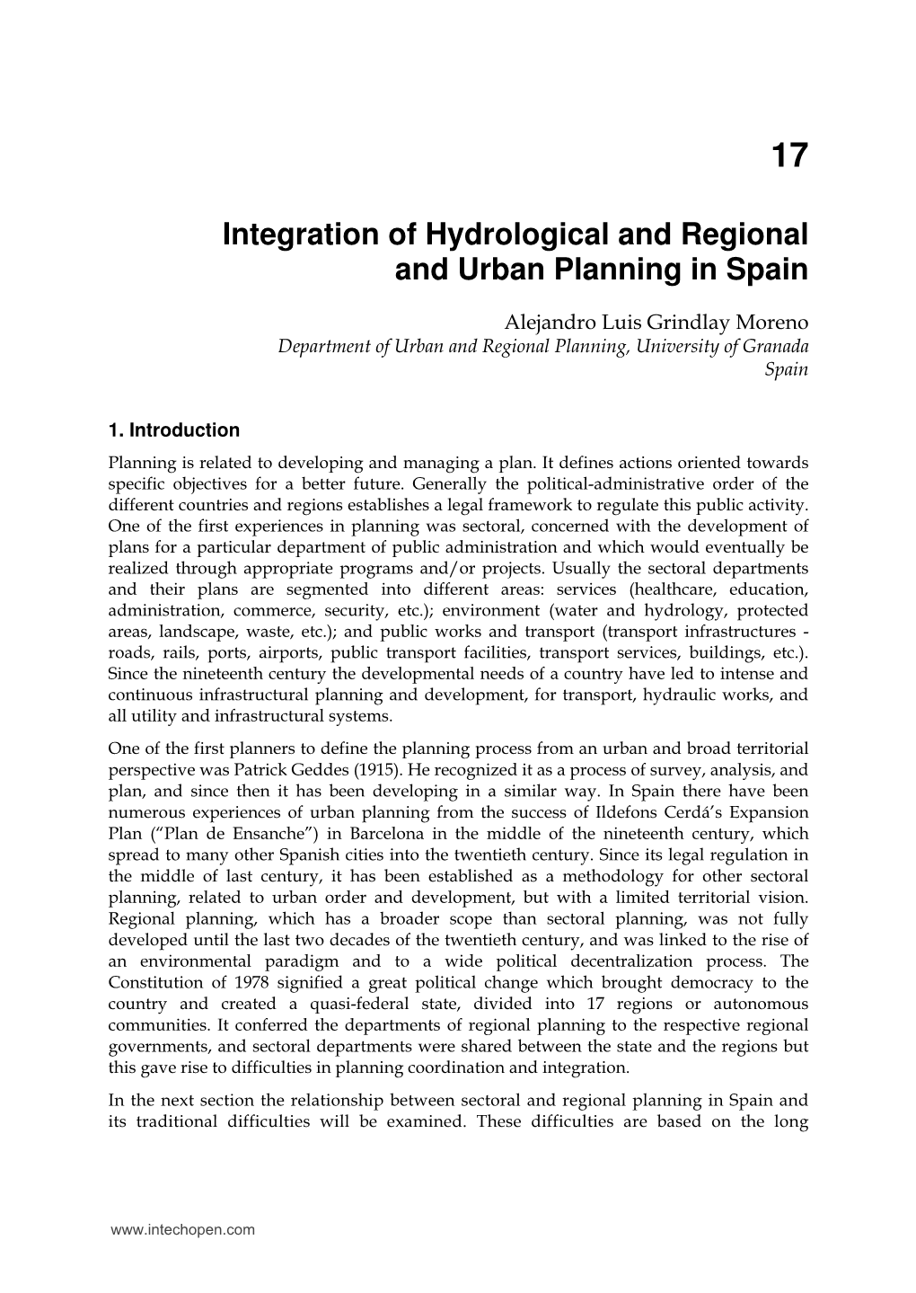 Integration of Hydrological and Regional and Urban Planning in Spain