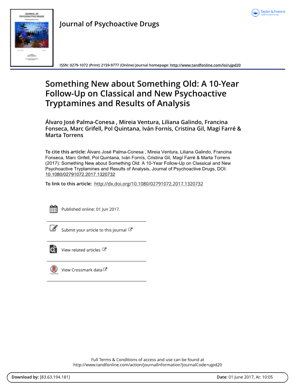 Something New About Something Old: a 10-Year Follow-Up on Classical and New Psychoactive Tryptamines and Results of Analysis