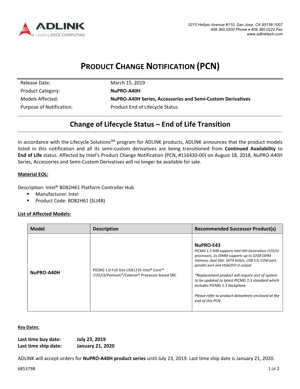 Product Change Notification (Pdf)