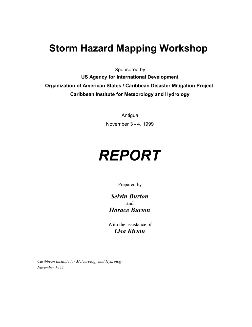 Report - Antigua Storm Hazard Mapping Workshop Nov 1999