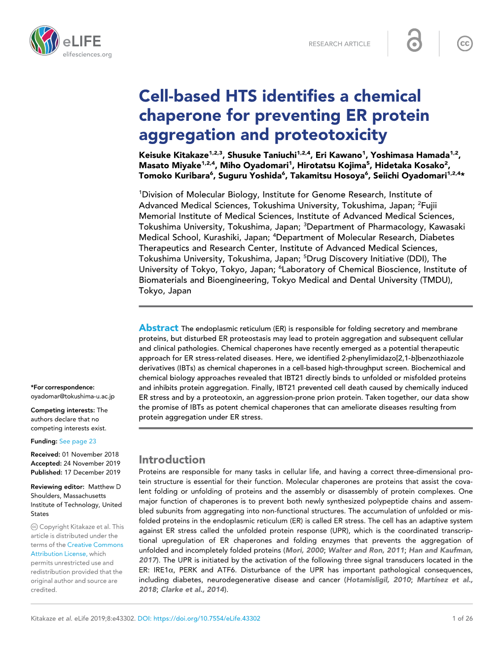 Cell-Based HTS Identifies a Chemical Chaperone for Preventing ER