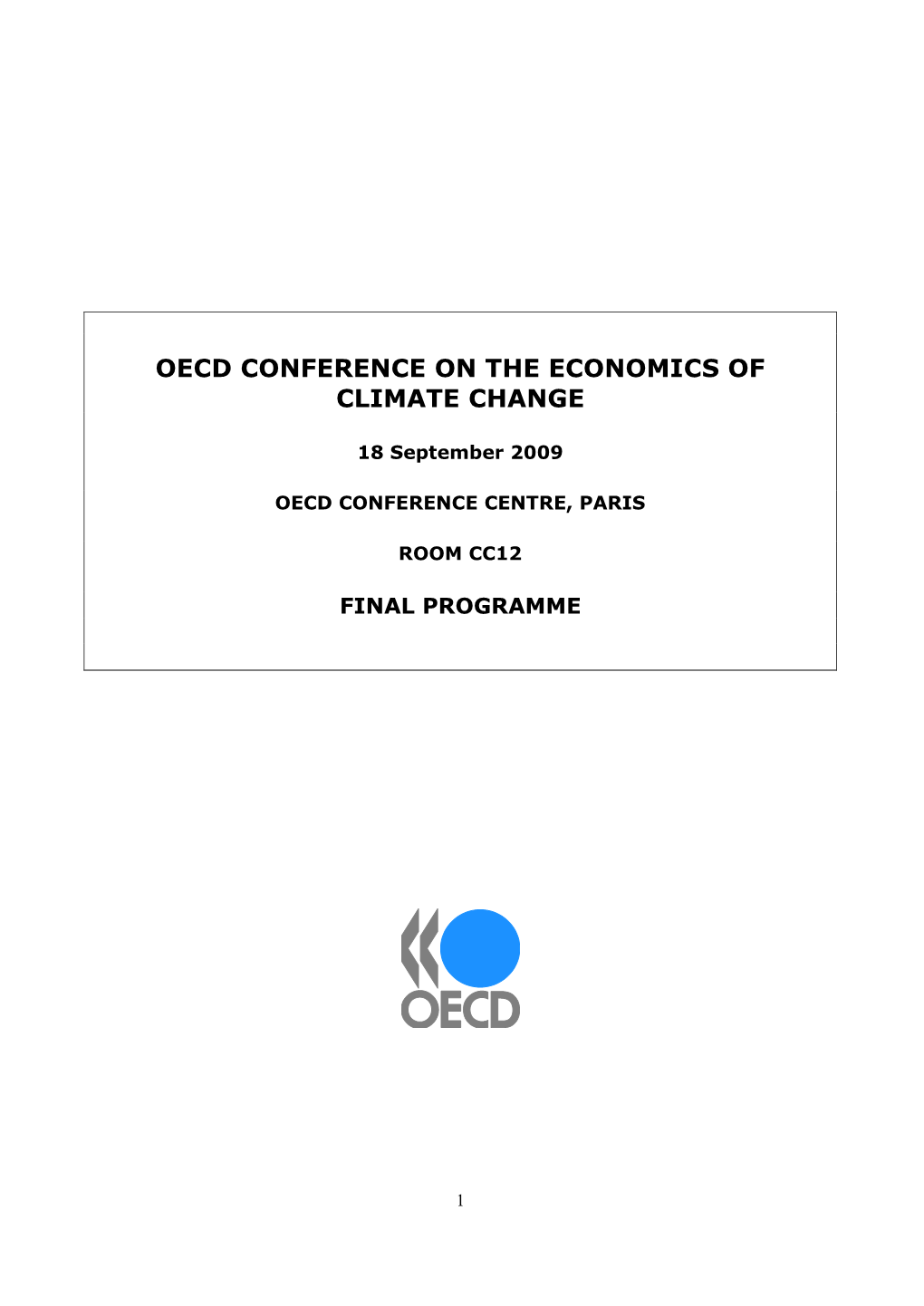 Oecd Conference on the Economics of Climate Change