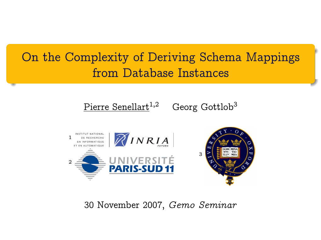 On the Complexity of Deriving Schema Mappings from Database Instances