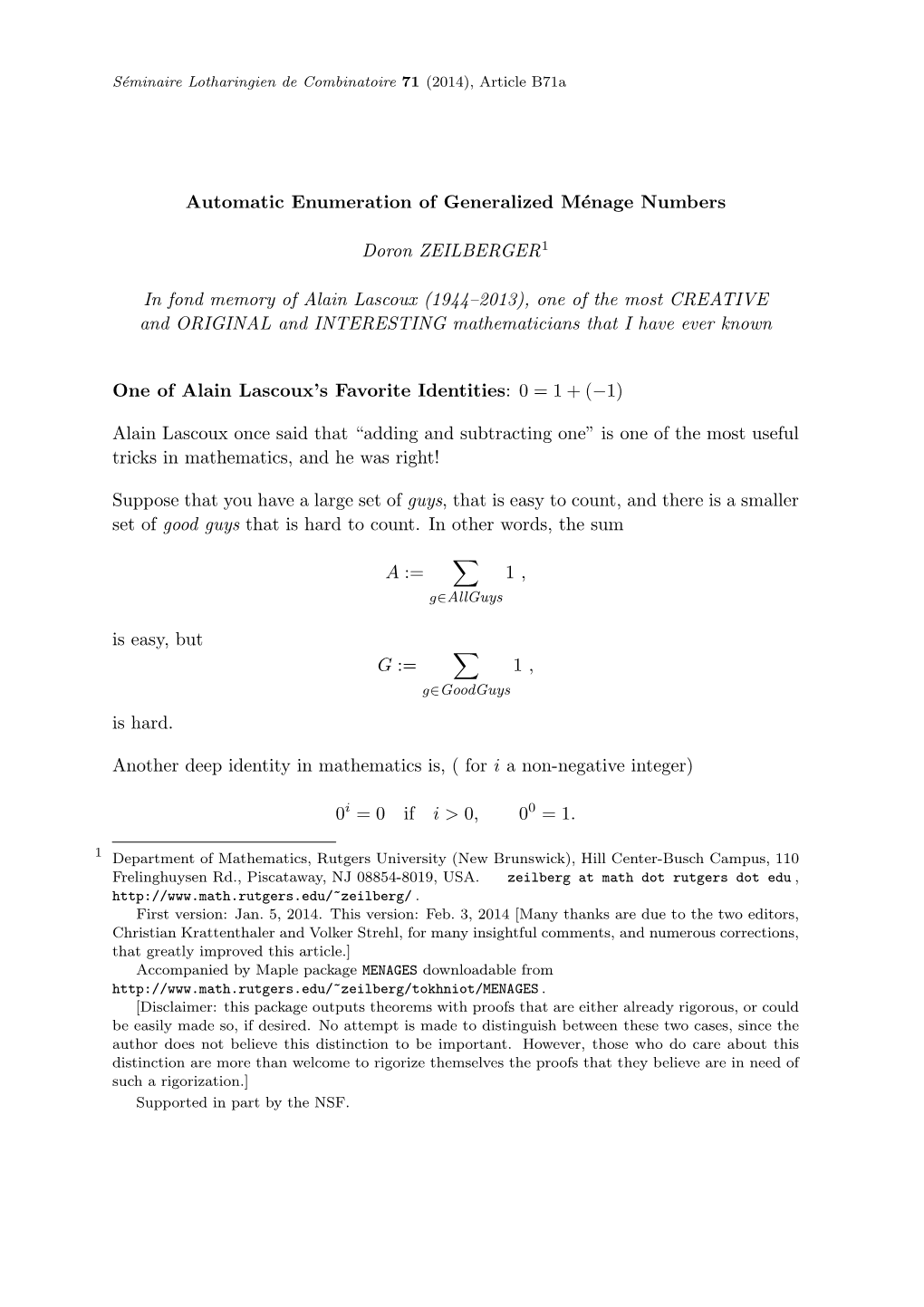 Automatic Enumeration of Generalized Ménage Numbers