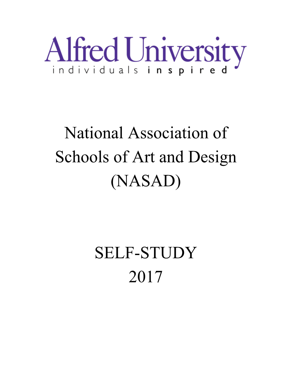 National Association of Schools of Art and Design (NASAD) SELF-STUDY 2017