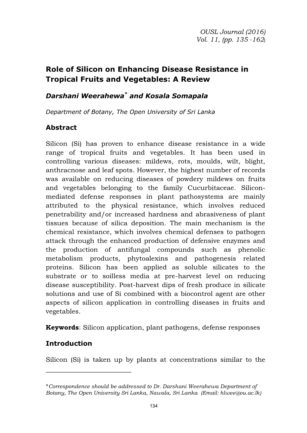 Role of Silicon on Enhancing Disease Resistance in Tropical Fruits and Vegetables: a Review