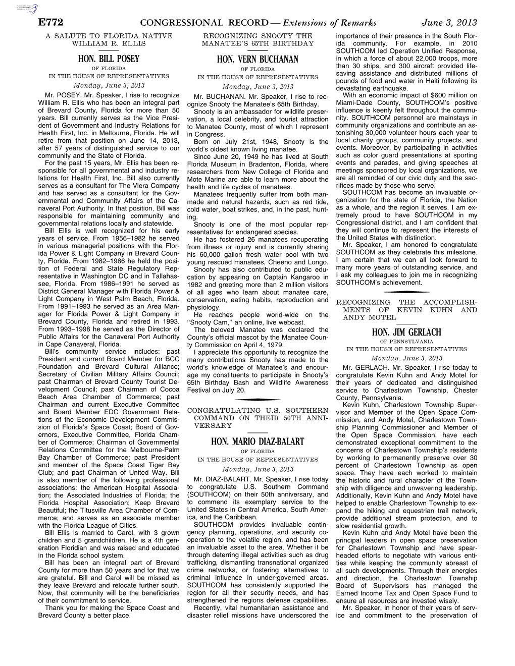 CONGRESSIONAL RECORD— Extensions of Remarks E772 HON