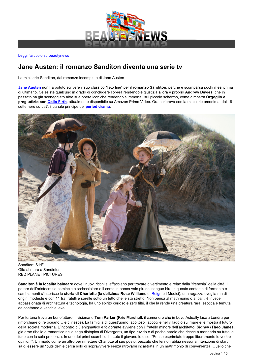 Jane Austen: Il Romanzo Sanditon Diventa Una Serie Tv